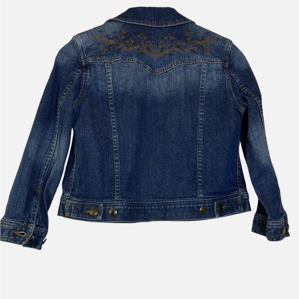 VTG Lauren Jeans Co. Ralph Lauren Jean Jacket Beaded Trucker Boho PS - Picture 5 of 7